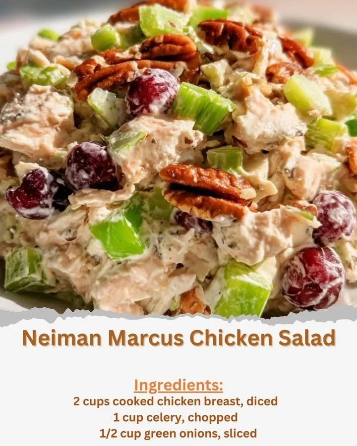 Delicious Neiman Marcus chicken salad served in a bowl with fresh ingredients