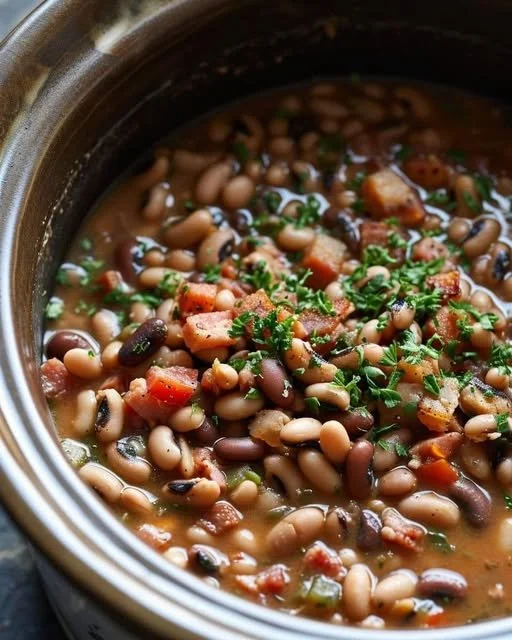Delicious New Year Black-Eyed Peas dish for good luck and prosperity