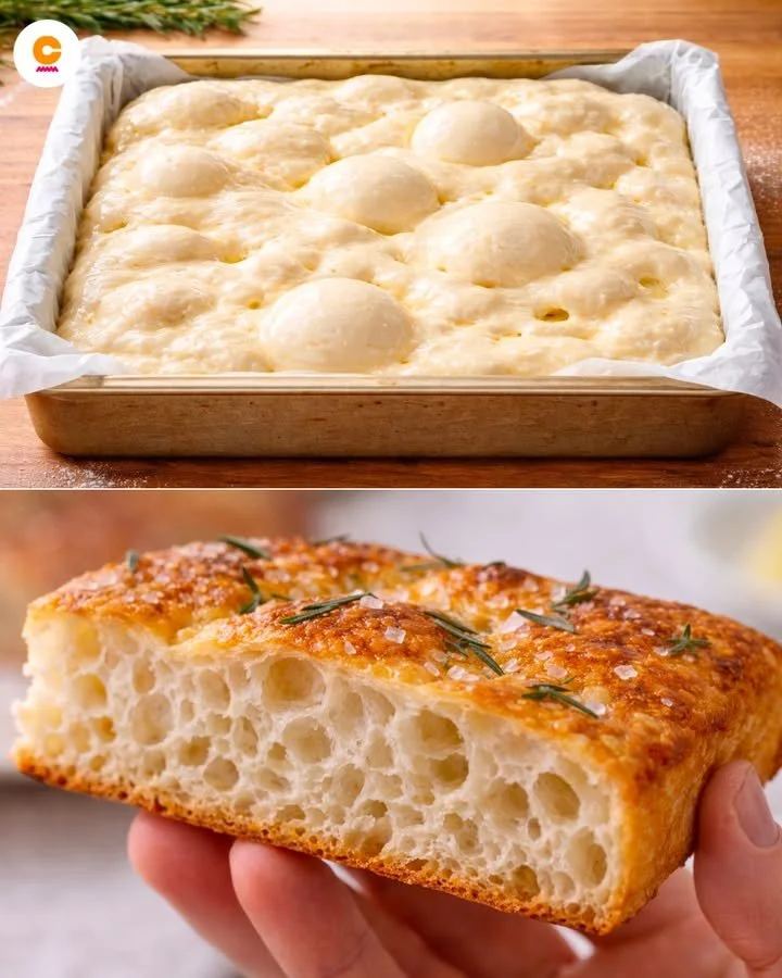 Deliciously fluffy next-level focaccia bread with herbs and olive oil.