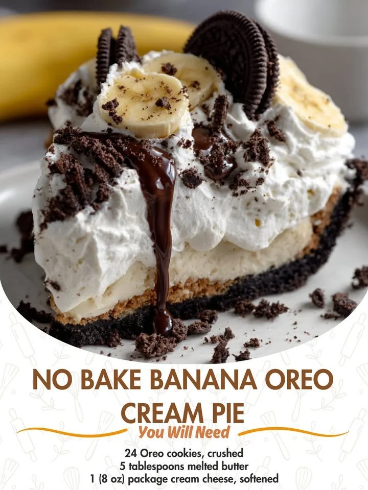 No Bake Banana Oreo Cream Pie