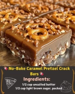 No-Bake Caramel Pretzel Crack Bars topped with chocolate and sea salt