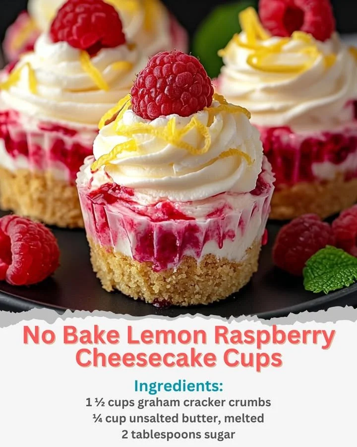 No Bake Lemon Raspberry Cheesecake Cups