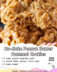 No-bake peanut butter oatmeal cookies on a plate