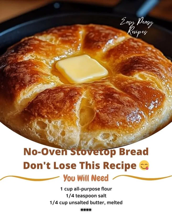 Delicious homemade stovetop bread cooking on a stovetop skillet.