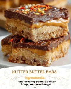 Delicious homemade Nutter Butter Bars with peanut butter and cookie layers.