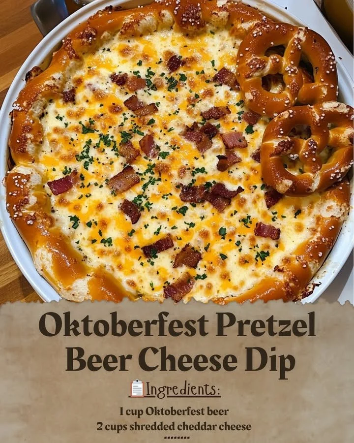 Creamy pretzel beer cheese dip served with soft pretzels at an October festival.