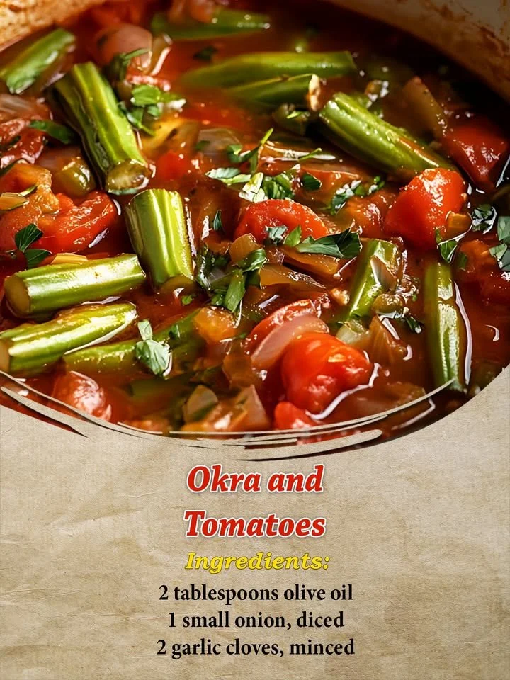 Delicious dish of okra and tomatoes served in a bowl
