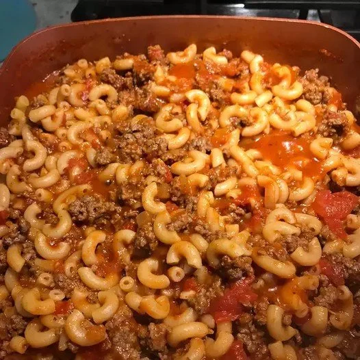 Delicious bowl of Old Classic Fashioned Goulash with pasta and beef