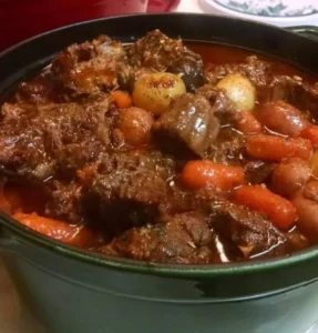 Delicious old-fashioned beef stew prepared using my grandmother's recipe