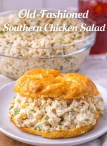 Bowl of Old-Fashioned Southern Chicken Salad mixed with fresh ingredients