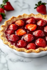 Old-Fashioned Strawberry Cream Pie with fresh strawberries and cream topping