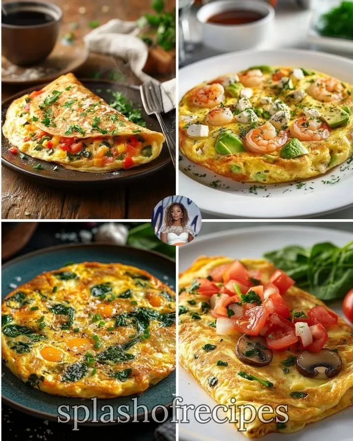 Omelette filled with bell peppers, onions, and goat cheese on a plate