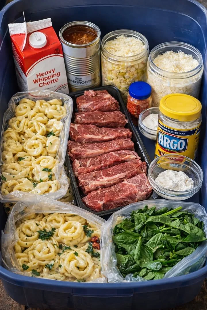 One Pan Creamy Garlic Butter Tortellini and Steak