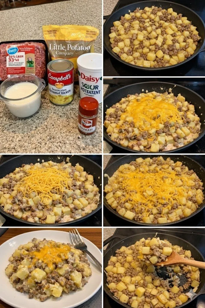 One-Pan Ground Meat and Potato Dish