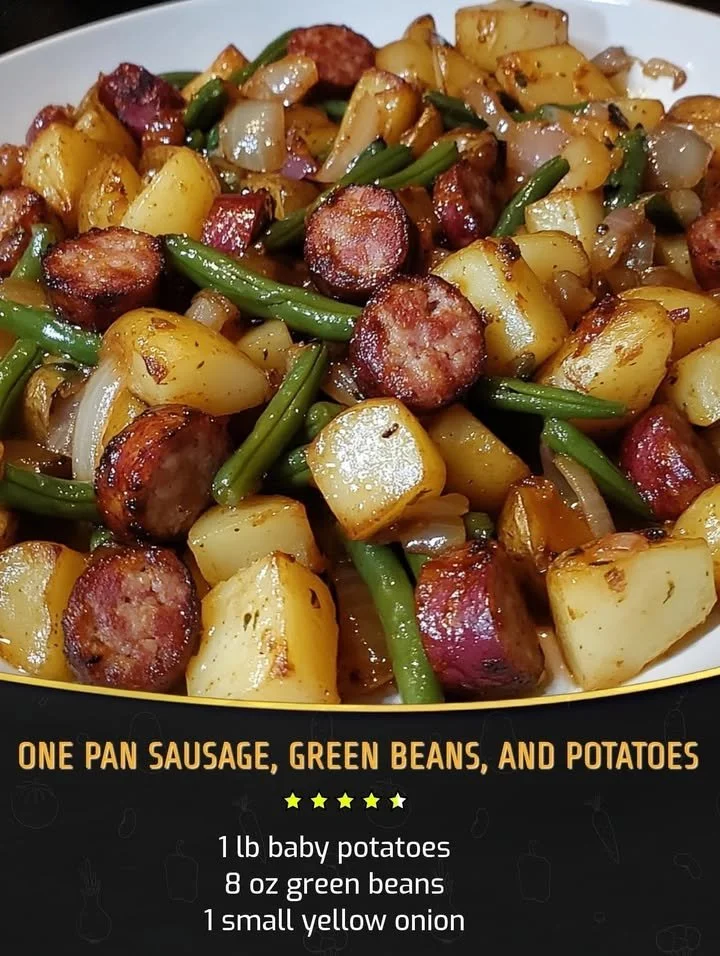 One Pan Sausage, Green Beans, and Potatoes