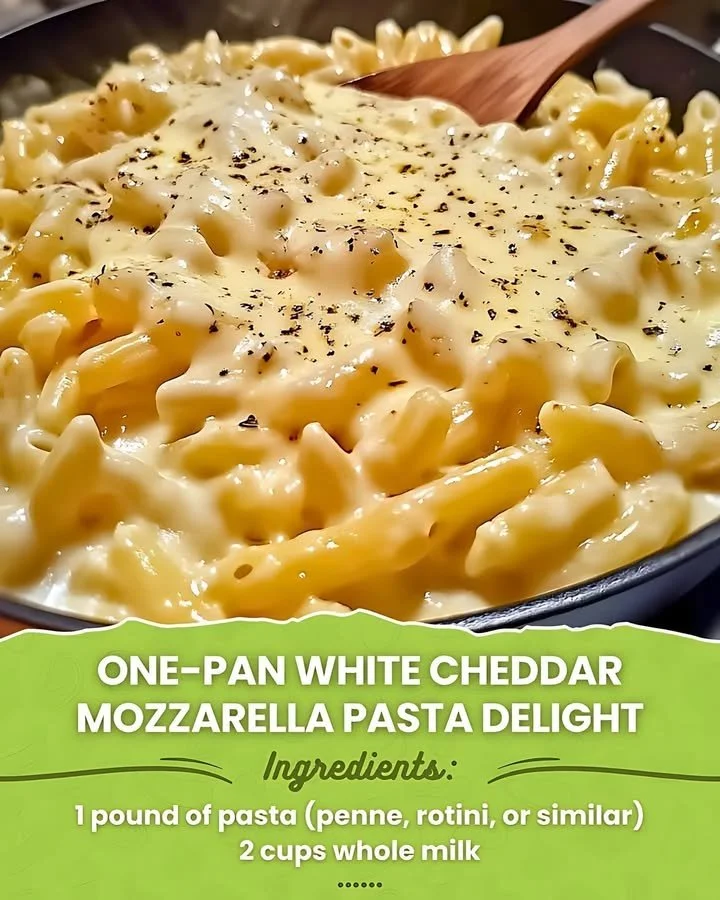 One-Pan White Cheddar Mozzarella Pasta Delight