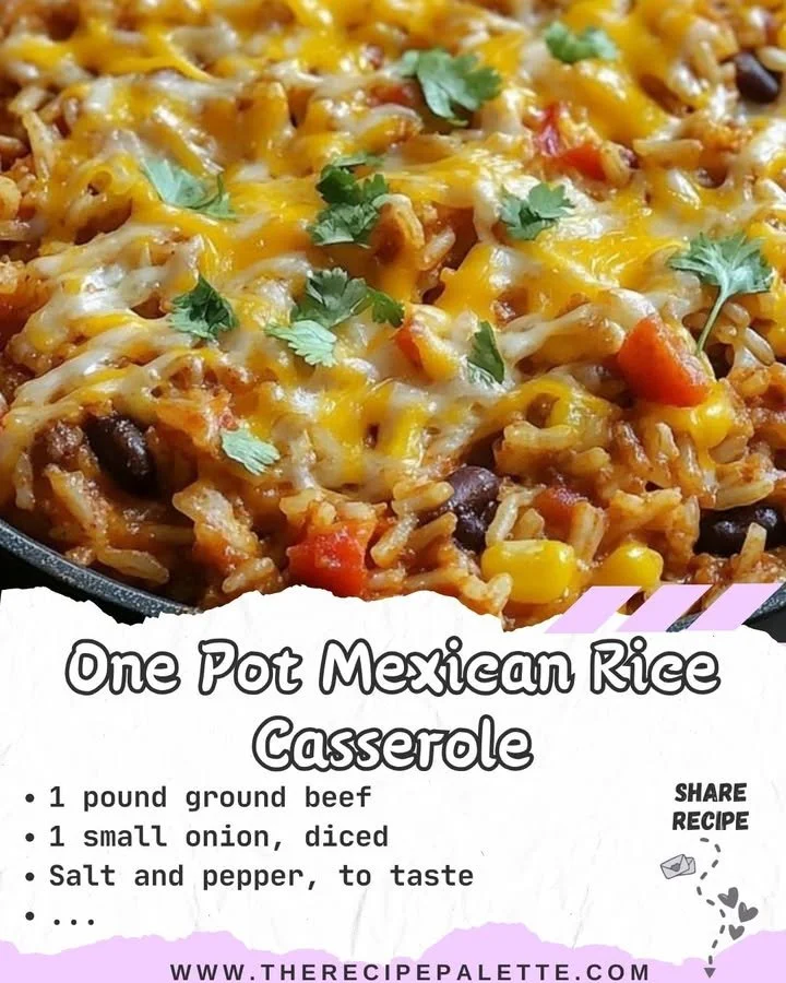 One Pot Mexican Rice Casserole dish with vibrant ingredients in a baking dish