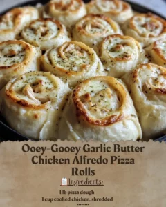 Delicious Garlic Butter Chicken Alfredo Pizza Rolls ready to enjoy.