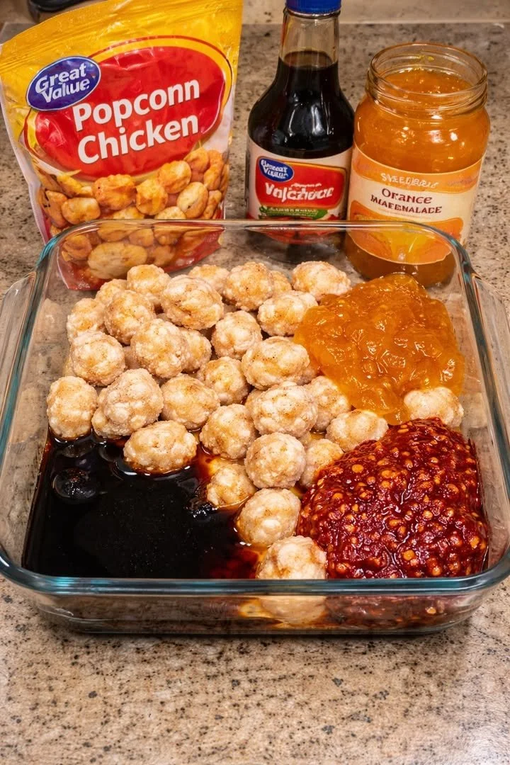 Delicious orange chicken meatballs served with rice on a plate