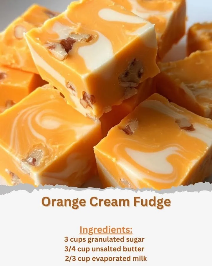 Delicious orange cream fudge displayed on a plate