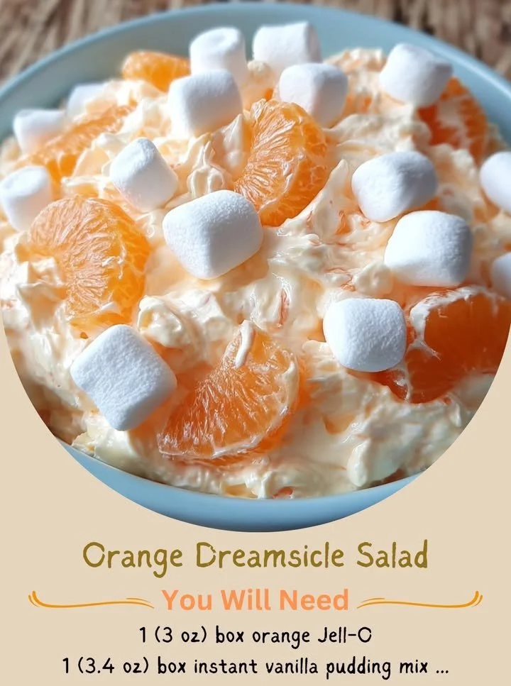 Delicious Orange Dreamsicle Salad with fresh fruits and creamy dressing
