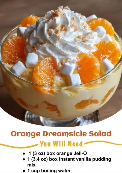 Delicious Orange Dreamsicle Salad with citrus and creamy flavors
