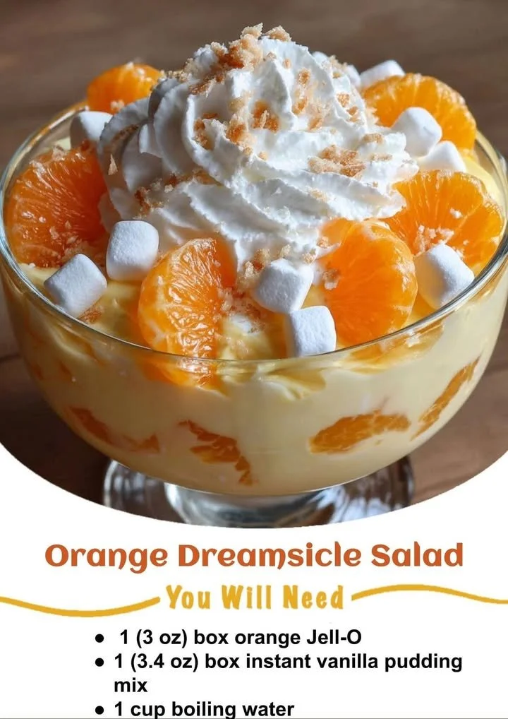 Delicious Orange Dreamsicle Salad with fresh oranges and creamy dressing