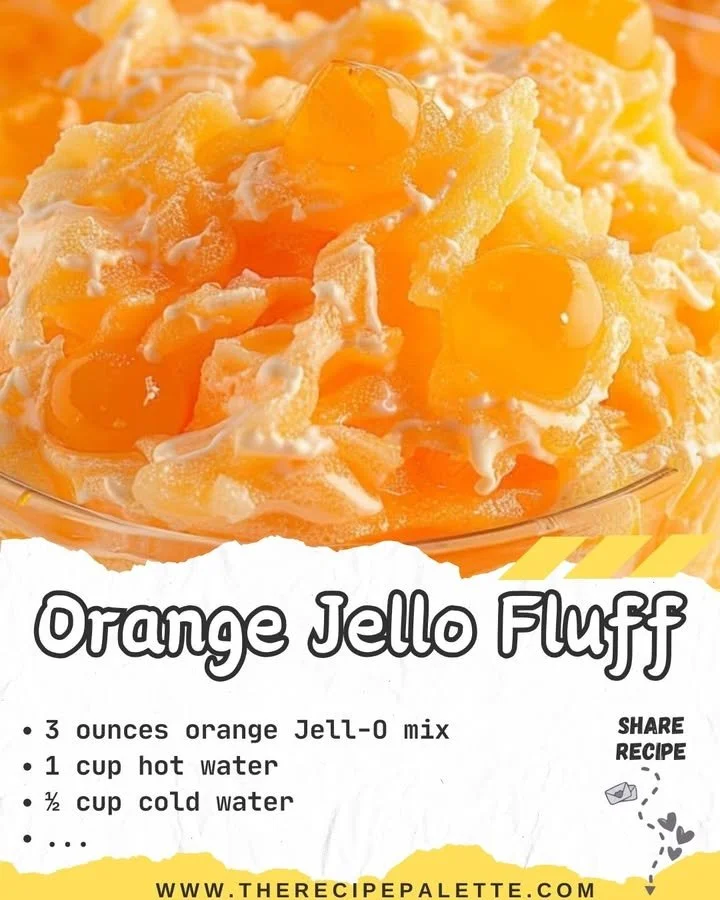 A delicious bowl of Orange Jello Fluff dessert with whipped cream and oranges.
