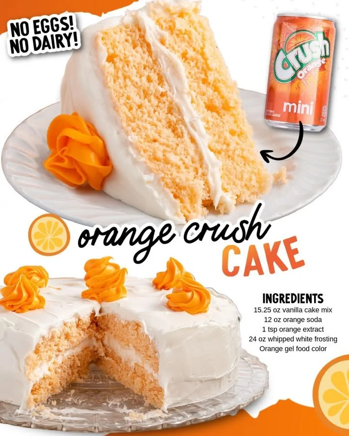 Freshly baked orange soda cake topped with citrus slices