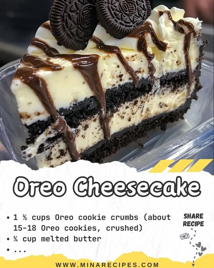 Creamy Oreo Cheesecake topped with crushed Oreos