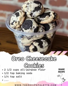 Delicious Oreo Cheesecake Cookies with creamy cheesecake and Oreo pieces