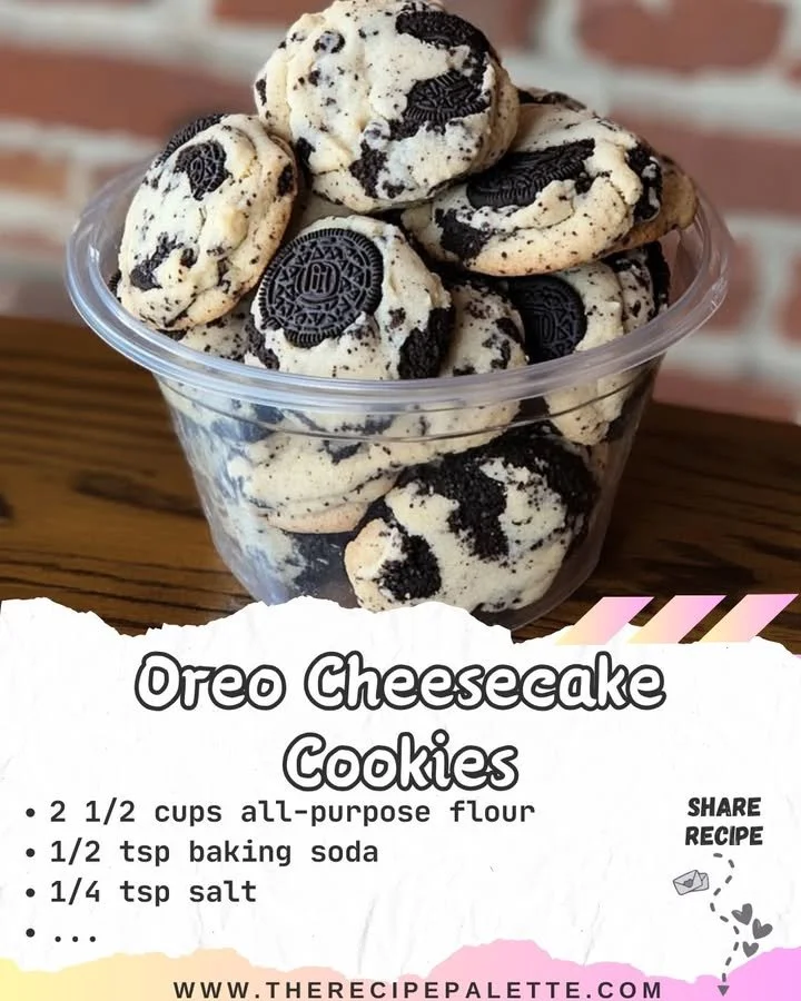 Delicious Oreo Cheesecake Cookies with creamy cheesecake and Oreo pieces