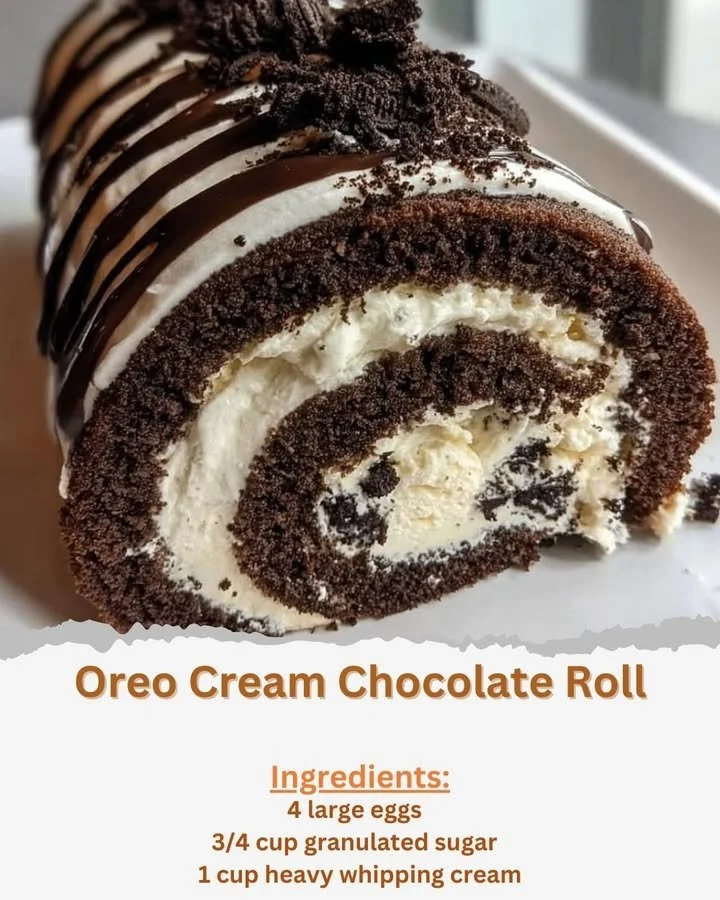 Delicious Oreo Cream Chocolate Roll with creamy filling and chocolate coating