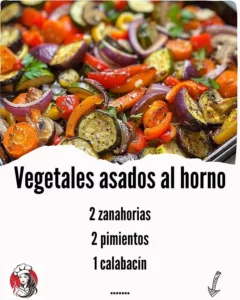 Plate of colorful oven-roasted vegetables ready to serve.