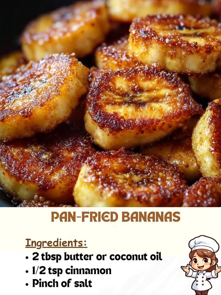 Delicious pan-fried bananas served with a drizzle of honey and sprinkled with cinnamon.