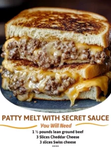 Delicious patty melt sandwich with secret sauce and melted cheese
