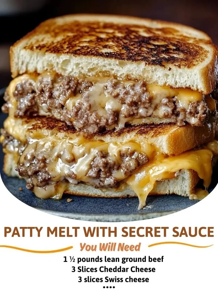Delicious patty melt sandwich with secret sauce and melted cheese