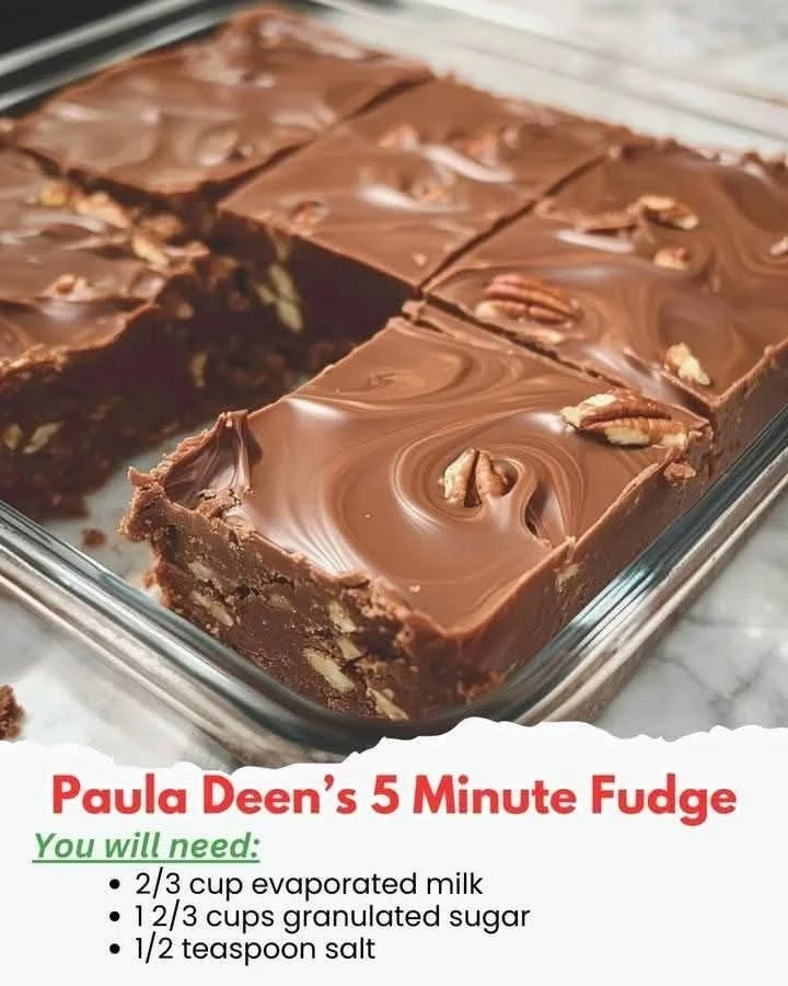 Delicious Paula Deen's 5 Minute Fudge ready to enjoy, featuring rich chocolate goodness.