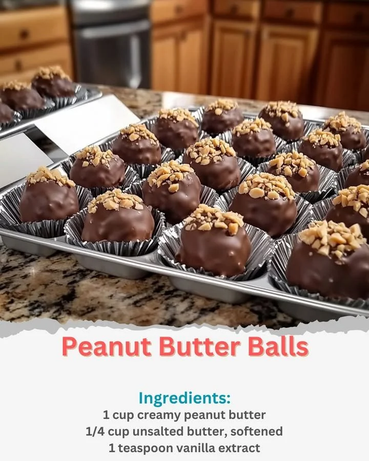 Delicious homemade peanut butter balls ready to enjoy as a snack.