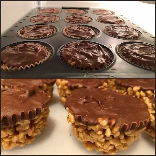 Delicious peanut butter balls with chocolate rice krispies stacked on a plate
