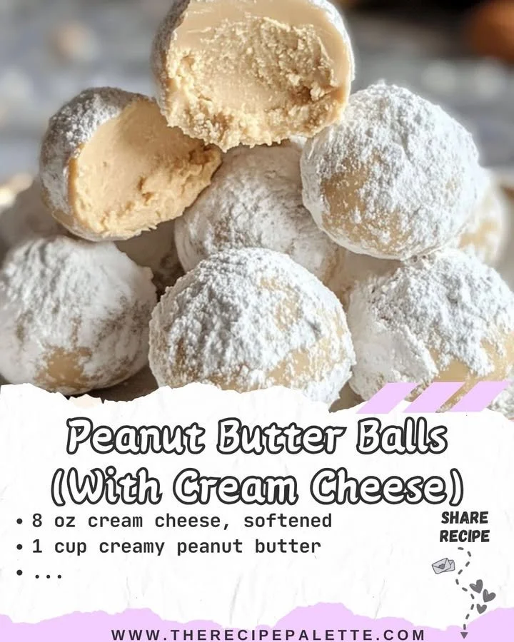 Delicious peanut butter balls with cream cheese on a plate