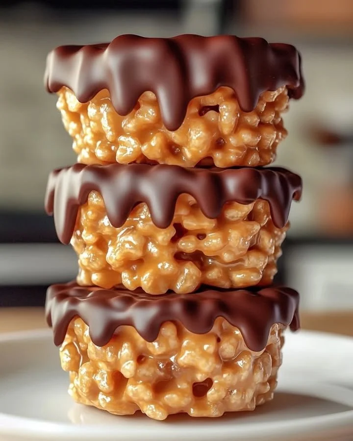 Peanut Butter Chocolate Rice Krispie Treat Cups