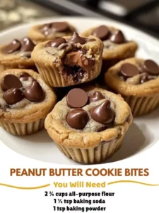Delicious Peanut Butter Cookie Bites on a plate, perfect for snacking.