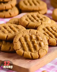 Freshly baked peanut butter cookies on a cooling rack