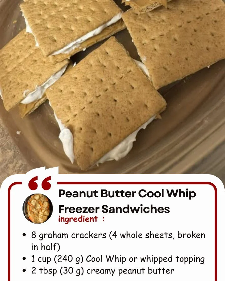 Peanut butter Cool Whip freezer sandwiches ready to be enjoyed