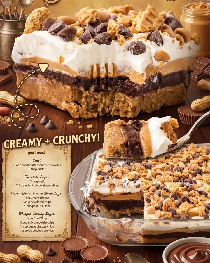 Delicious Peanut Butter Dream Bars topped with chocolate and peanut butter