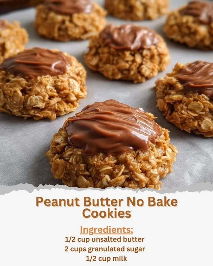 Delicious Peanut Butter No Bake Cookies arranged on a plate