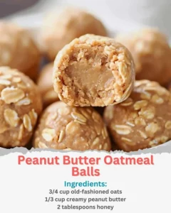Healthy and tasty Peanut Butter Oatmeal Balls ready to enjoy as a snack.