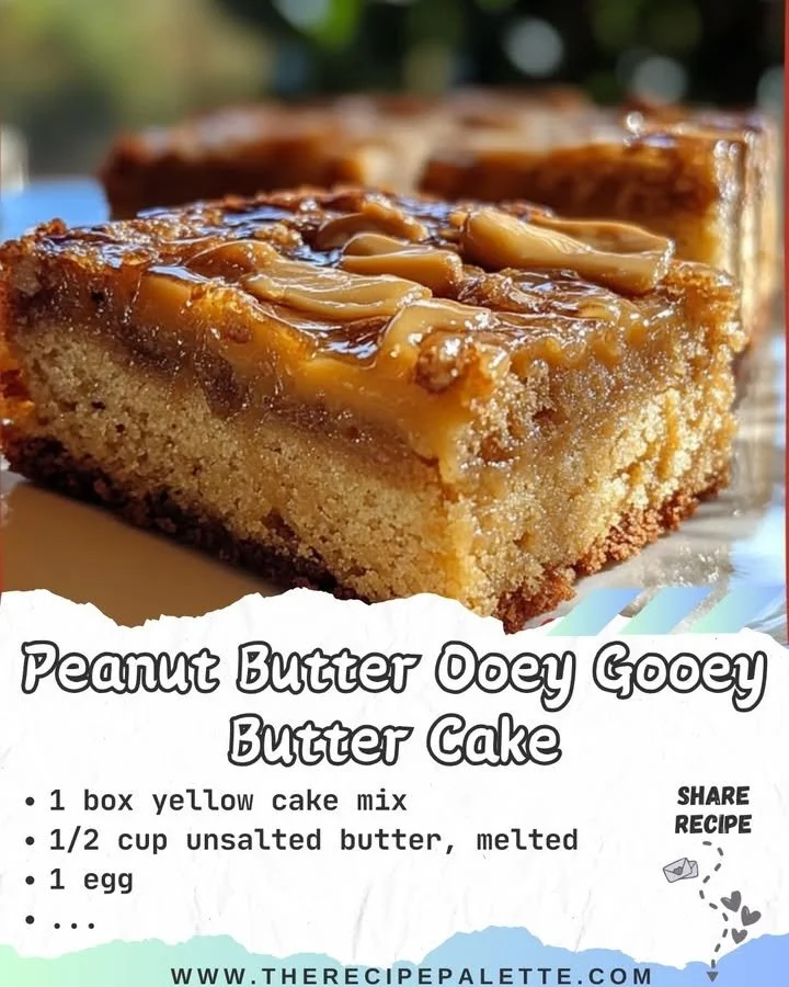 Peanut butter ooey gooey butter cake dessert on a plate