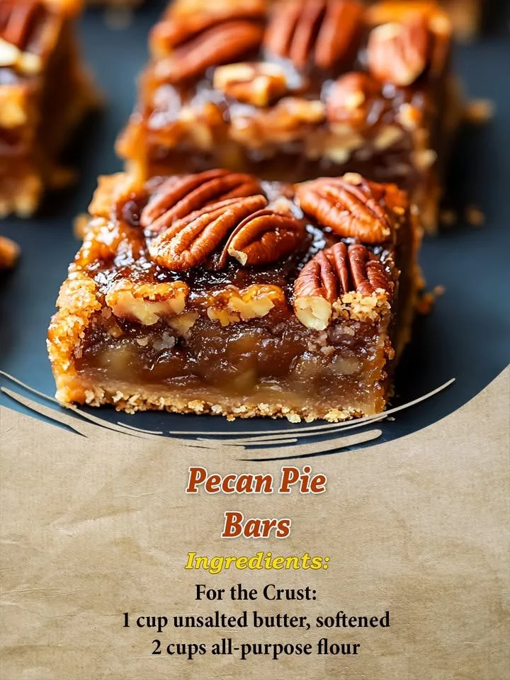 Delicious pecan pie bars topped with creamy filling and pecan pieces